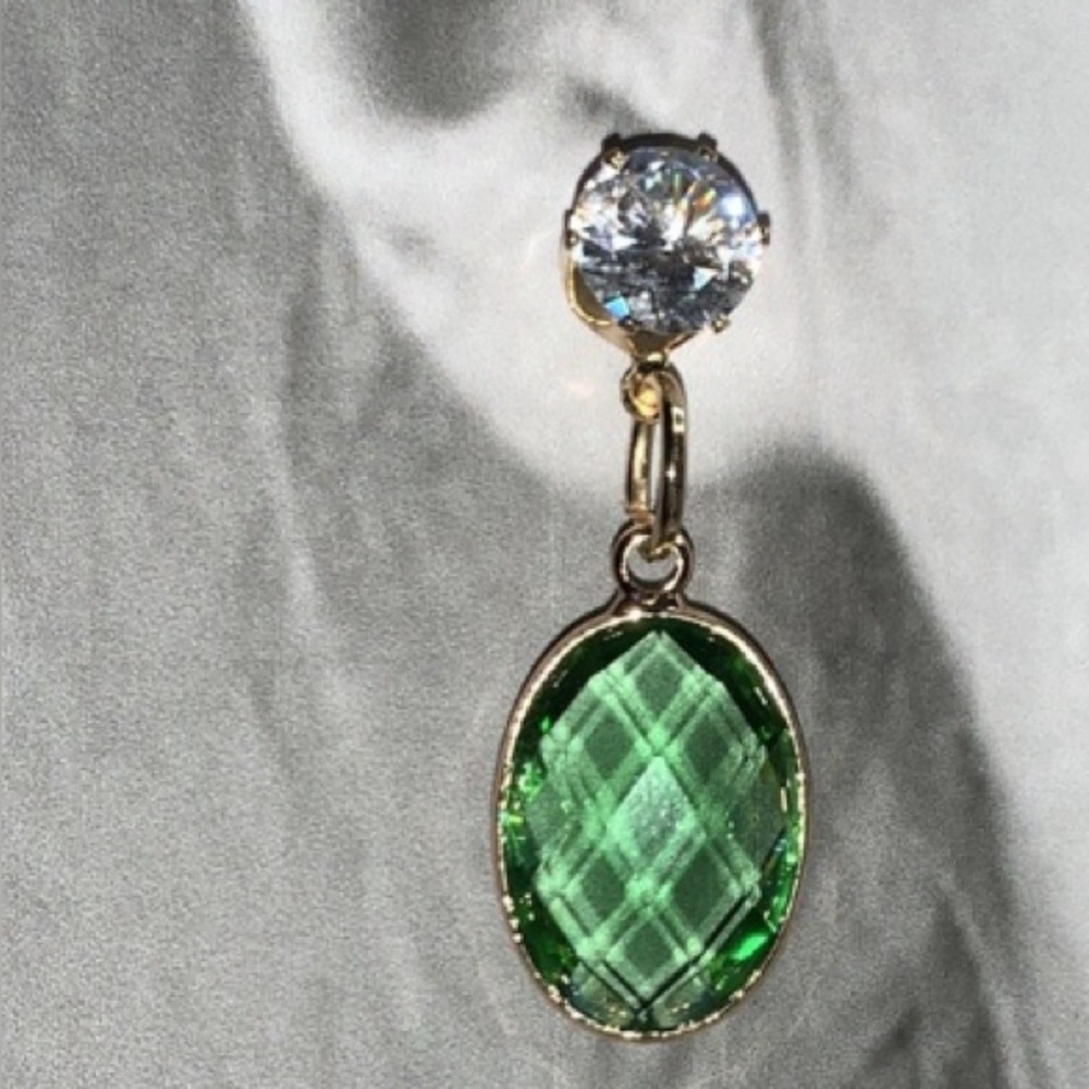 Hand Crafted Drop Dangle Green Sheer Stud Earrings August Peridot Gold Plated